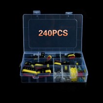 240Pcs Superseal AMP Tyco 방수 12V 전기 와이어 커넥터 압착 단자 및 자동차 퓨즈가있는 키트 세트 소형 중형, 01 240PCS with Box, 01 240PCS with Box