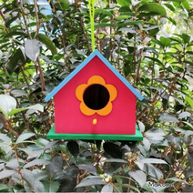 LongFatoys 단단한 새집 새둥지 인테리어새장, (큰)  꽃과 블루 탑