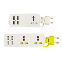 외국 여행용 멀티탭 멀티플러그 어학연수 관광 출장, 상세이페이지 참고, 4USB  1 플러그 3 홀 유럽 표준 옐로우