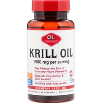 Olympian Labs 올림피안 랩스 크릴 오일 비타민A EPA DHA Krill Oil 1000mg 60소프트젤