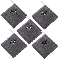 [무료자수] 스위트몬스터 핸드타올 고리수건 어린이집수건, 5개, 그레이