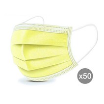 스타일하라 일회용 3중필터 멜트블로운 덴탈 마스크 50매 노랑, 일회용 마스크 50매 노랑