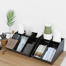 커피숍 셀프바 탕비실 테이크아웃 정리함 디스펜서 슬리브 빨대 보관함, 6칸 (대), 1개