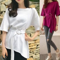 루디아 링 벨트 언발 티셔츠 반팔