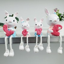 라라공방 러브토끼 인형장식 인테리어소품 4p 세트, 레드