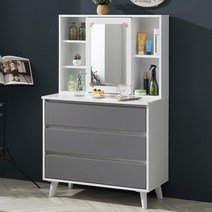 신혼 부부 커플 원룸 3단 서랍장 선반 테이블 화장대 학생 추천 정리함, 그레이화이트