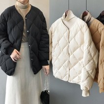 여성 노카라 경량 숏패딩 다이아 퀄팅 자켓 깔깔이