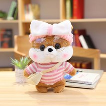 PKTOYS DIY귀여운 애착 오가닉 강아지인형 봉제 동물 크리스마스 명절 선물, 갈색 소녀 하트, 30cm