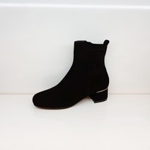 소다 여성 앵클 부츠 여자 정장 앵클부츠 캐주얼 세미 스판 와일드 웨스턴 삭스 통굽 4CM 블랙 스웨이드 라텍스 쿠션 천연가죽 광폭 데일리 슈즈