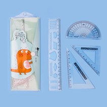 달자샵 1+1 새학기 학용품 모양자 4종세트 투명 삼각자 각도기 모양직자, 1세트(4종)+1세트(4종), 토끼