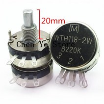 5pcs m 브랜드 wth118 1k 2.2k 4.7k 10k 22k 47k 100k 220k 470k 1m 이중 연결 회전 탄소 필름 전위차계 로터리 스위치, 47k 옴