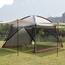모기장쉘터 캐노피 텐트 대형그늘막텐트 원터치쉘터 7인용 텐트 캠핑, 와인 3.3m