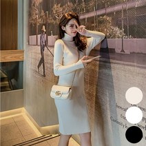 폴라 원피스 롱 하이넥 데일리 니트 목 슬림핏 겨울