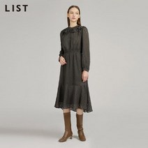 LIST SH01 도트프린트 러플 카라 원피스 TWWOPL70070