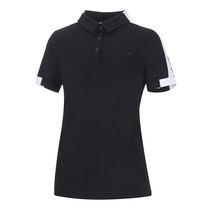 여성 골프 원포인트 반팔 피케 티셔츠 VLTSMD93_BK