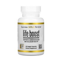캘리포니아 골드 뉴트리션 라이프 부스트 60정 레스베라트롤 올리브잎 포도씨 MCT 효능, 1개, 기본