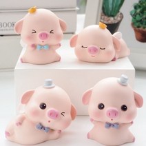 복 돼지 소품 장식 인형 4종세트, 매트세트