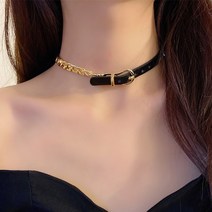 일호장신구 블랙 벨트 금장 사슬 초커 개별카드텍포장 파우치증정 국내배송
