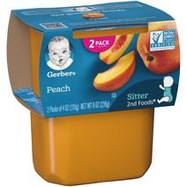 Gerber 2단계 어린이 식품 113g 2개입, 복숭아(Peaches), 1개