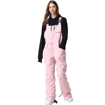 SEARIPE 겨울 스노우 빕 오버롤 방수 스노우보드 오버롤 팬츠 조절 가능한 야외 립스톱 스노보드 팬츠 여성용(아미그린 L), Pink