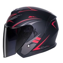 기어러스 스프린터헬멧 초경량 오픈페이스 헬멧 오토바이헬멧 스쿠터헬멧 반모헬멧 1100g 원터치 썬바이져 내장 GEARUS, 무광 블랙/레드, L, 스모크쉴드