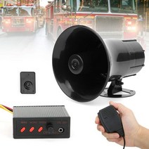 12V 경찰 사이렌 스피커 3 톤 사운드 볼륨 조정 차량 경적 마이크 라우드 스피커 비상 전자 PA 시스템, 하나, 검정