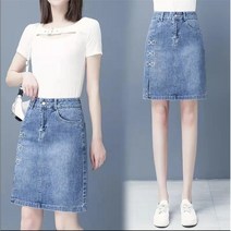 TANC 여름 여성 데님 스커트 A라인 미니치마 빅사이즈