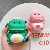 철가루스티커/에어팟케이스 귀여운 공룡커플 캐릭터 실리콘 충전 커버 1/2, 그린, 에어팟케이스 SAP216