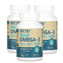 데바 식물성 해조류 오메가3 DHA EPA 300mg 비건 90 정 도코사헥사엔산 3병