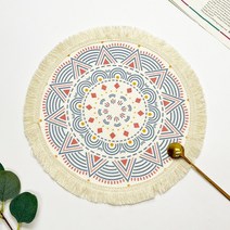 북유럽 엔틱 미니 화장대 Gerring-보헤미안 로맨틱 테이블 플레이스 매트 북유럽 직조 식탁 코튼 패드 코, 07 D6_01 33cm_01 ROUND