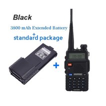 1PCS 공장 원래 바오펭 UV-5R 워키 토키 10 km 듀얼 밴드 양방향 FM 라디오 LED 디스플레이 UV 5r 5W 고출력, Black add Battery_EURO