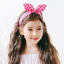 채니봉봉 플랫체크 바니 헤어밴드 유아헤어밴드