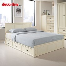 데코라인 빈센트 Q침대프레임 세트, 아이보리