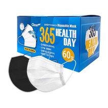 크린테크 365헬스데이 국산 일회용 귀안아픈 마스크 성인용 60매입(흰색/검정색/파란색/검정&회색), 60개입, 1개, 파란색