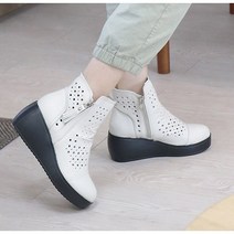 [트리샤]천연소가죽 6cm 시원한 펀칭 통굽 앵클부츠 TMA860