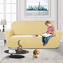 Aujoy 스트레칭 1 개 소파 커버 발수 가공 애완 동물 소파 프로텍터 slipcovers loveseat 쇼파 가죽 교체 스킨스 4인용, x 큰, 베이지