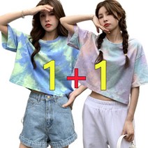 베러댓걸 여성용 1+1 반팔 티셔츠 숏 물나염 여름 반소매