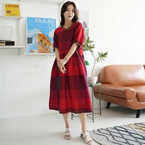 니트넥아사원피스 레드체크