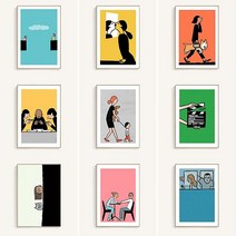 Jean Jullien 장줄리앙 장 줄리앙 줄리안오피 앤디워홀 작품 강아지 일상 일러스트 대형 그림 액자, 10, 골드