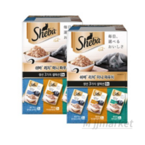 쉬바 고양이 미니 주식 파우치 35g 3종 x 2p 2세트, 3가지 생선 믹스, 6개