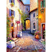 숫자로 그림 그리기 거리 풍경 액자 60x75 번호 페인트 키트로 색칠 캔버스에 홈 인테리어 아트, 994248, 60x75cm no frame