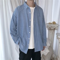DFMEI 가을 겨울 루즈핏 스트라이프 긴팔 셔츠 남방 코디 캐주얼 셔츠
