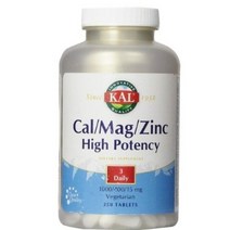 Kal 칼슘 1000mg 마그네슘 400mg 아연 15mg 하이 포텐시 베지테리안 타블렛, 250개입, 3개