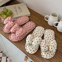 슬샵 딸기 리본 실내화 거실화 슬리퍼(null), 핑크