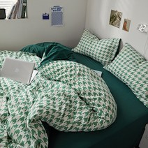 Minimal Home&Lifestyle 면 100% 심플 체크 이불 커버 세트 이불커버 침대시트 베개커버