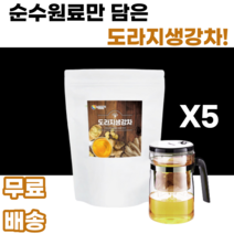 도라지 생강차 티백 티포트 세트 balloon flower ginger 국내산 진공로스팅 저온건조 losting dry system 침출차 남녀노소 누구나 정통차 전통차 계절차, 100티백+500ml 티포트, 5세트