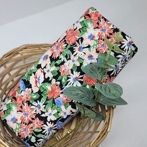 원단style 대폭 면60수 시원한 아사원단 로린플라워 [A46-58], 블랙