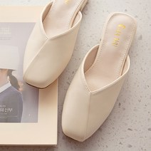 빅사이즈 발편한 브이 컷팅 여성 쿠션 뮬 슬리퍼 3cm 블로퍼