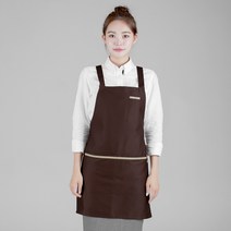 오투라이프에이프런 베이직 한줄 배색 앞치마, 브라운, 1개