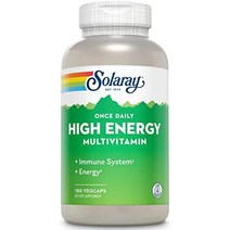 solaray 1일 1회 고에너지 멀티비타민 면역체계 및 에너지 서포트 홀푸드 및 허브 베이스 성분 남녀 멀티비타민 120인분 베지캡슐 120정, 180카운트(1팩)